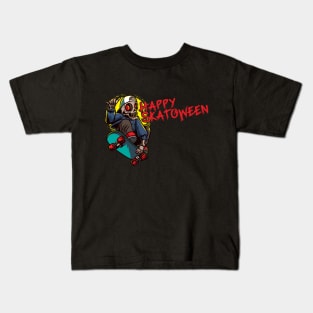 Happy Skatoween Skull Design for a Skater Board Kids T-Shirt